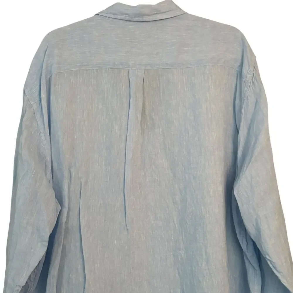 Vineyard Vines Mens 100% Linen Blue Long Sleeve XXL Casual Button Down Beachy
